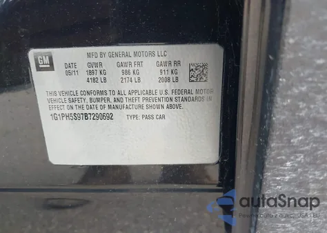 2011 Chevrolet Cruze Ltz from USA, damaged, VIN 1G1PH5S97B7290692